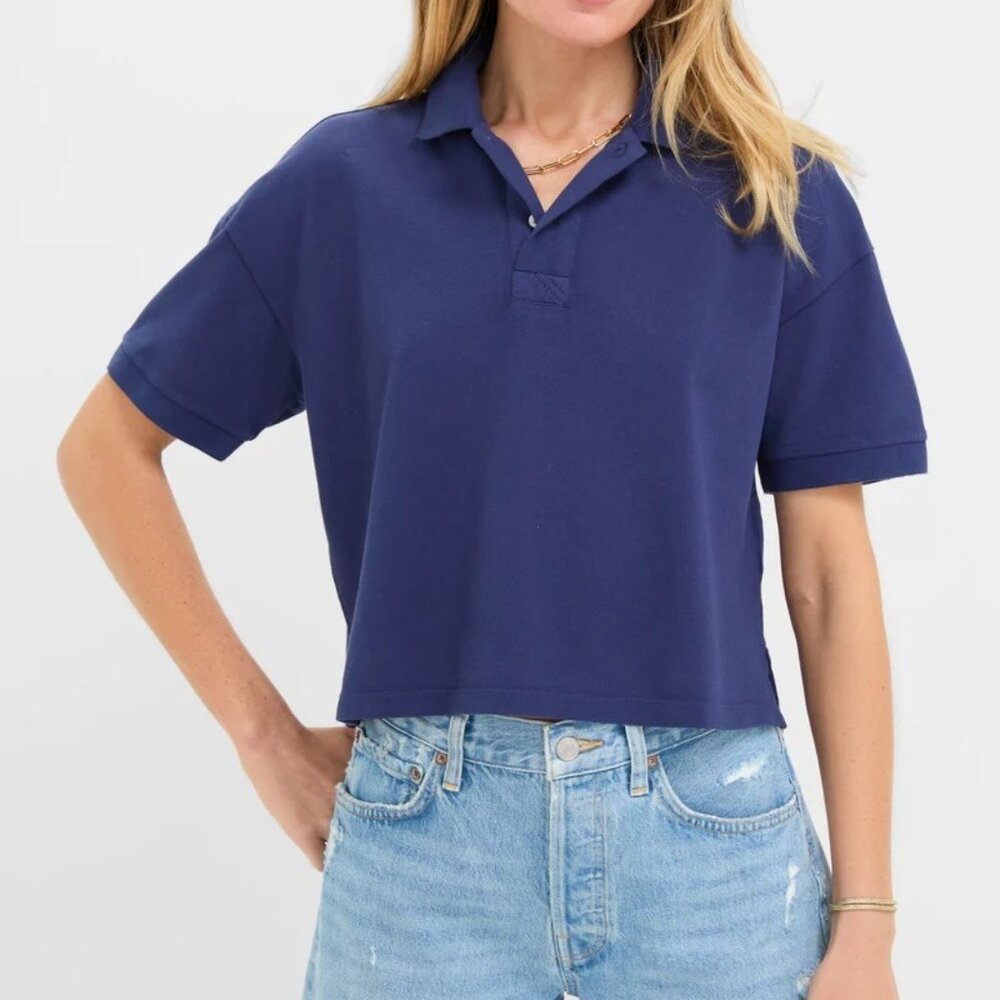TUCKERNUCK Navy Pique Holmes Boyfriend Polo - Size Small